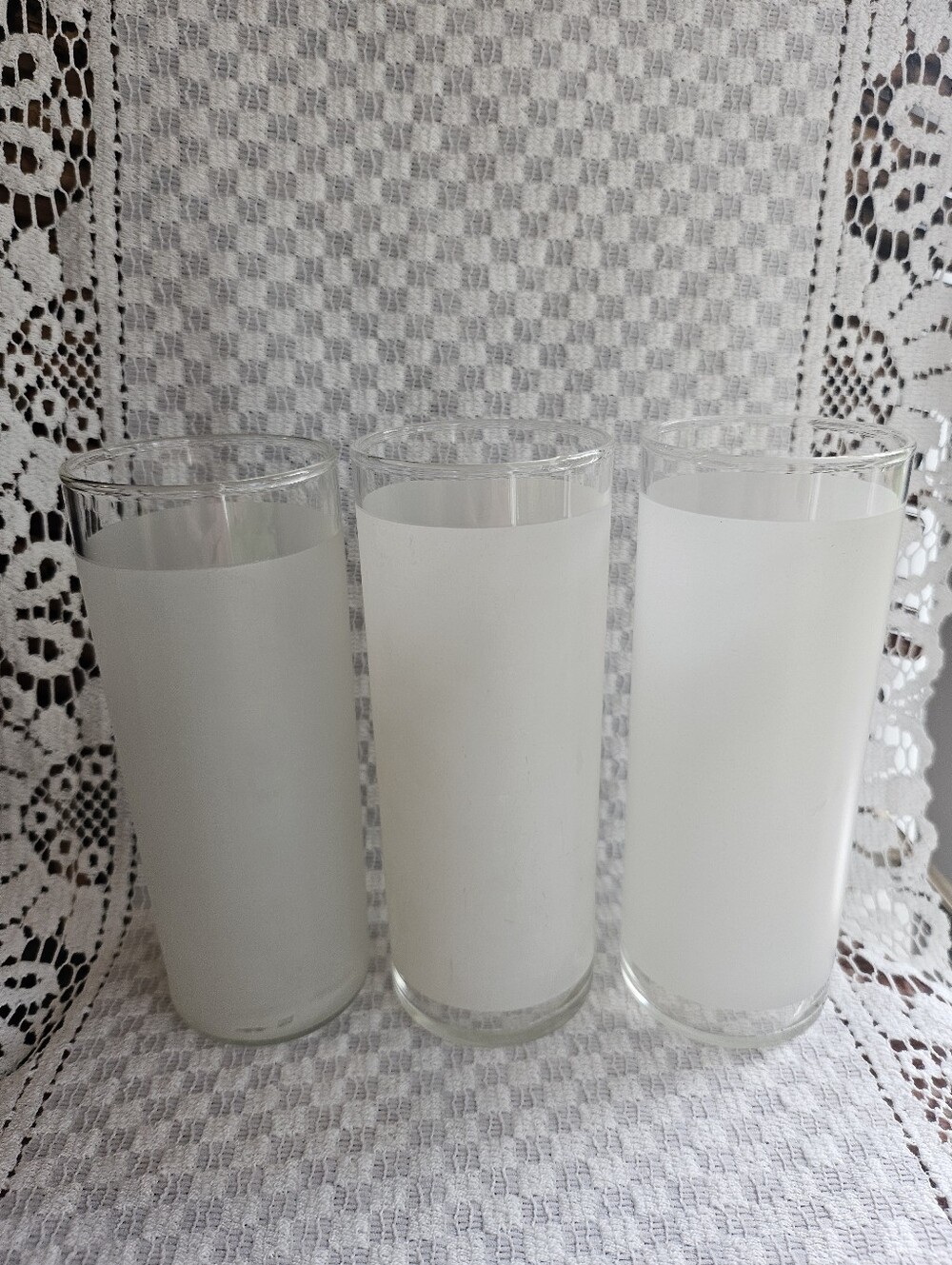 Vintage Tom Collins White Satin Tumblers